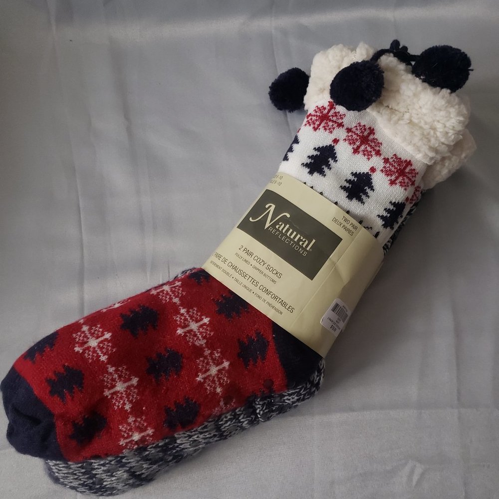2 pair fully sherpa lined slipper socks